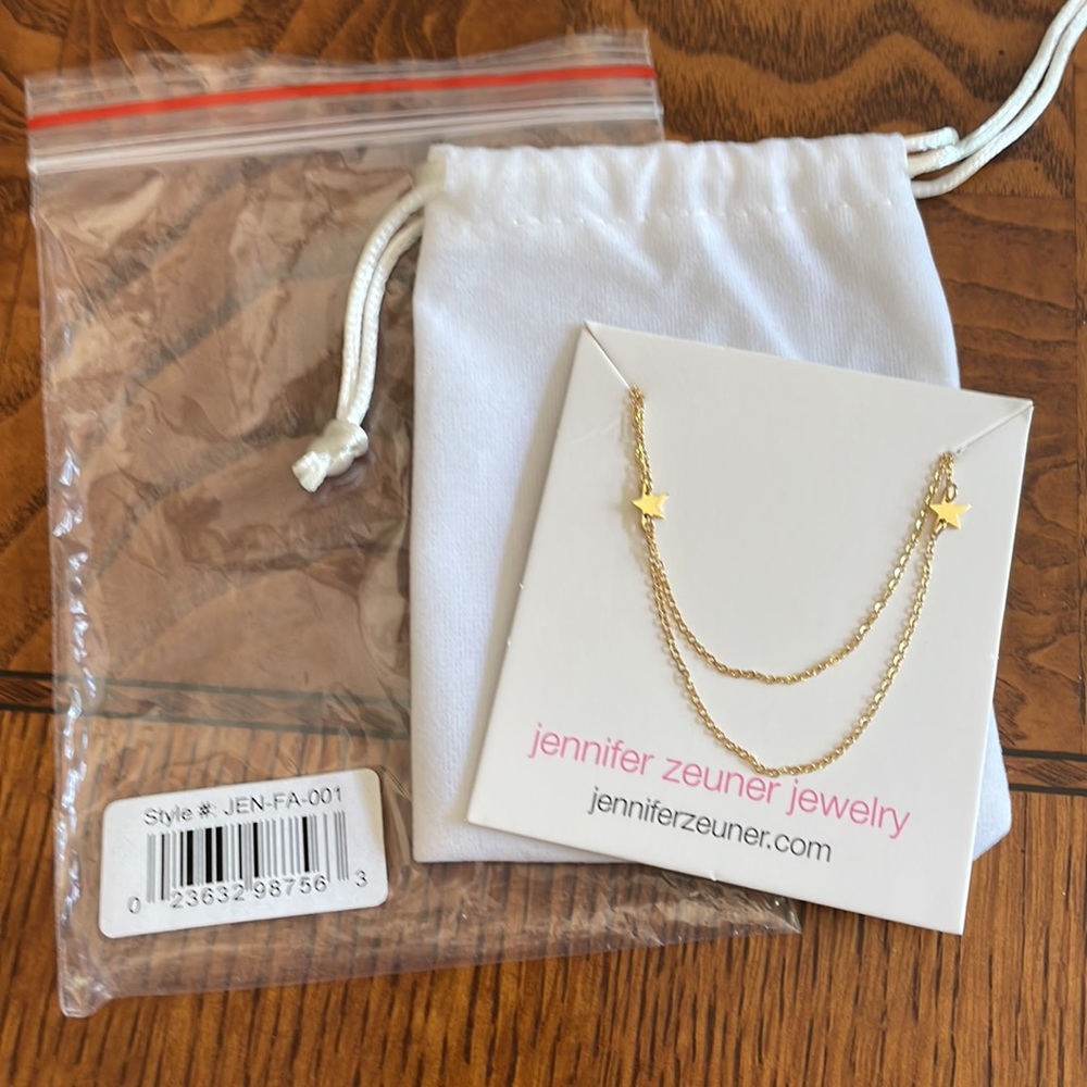 NEW Jennifer Zeuner Necklace Stars Double Chain Jewelry Gold JEN-FA-001 - Picture 11 of 16